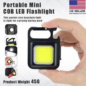 8PCS Mini COB Flashlights Bright Rechargeable Keychain Lamp Portable Work Light - Picture 1 of 14