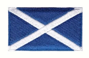 SCOTLAND FLAG Patch Embroidered Iron-On SCOTTISH EMBLEM ST ANDREWS CROSS SALTIRE - Picture 1 of 6