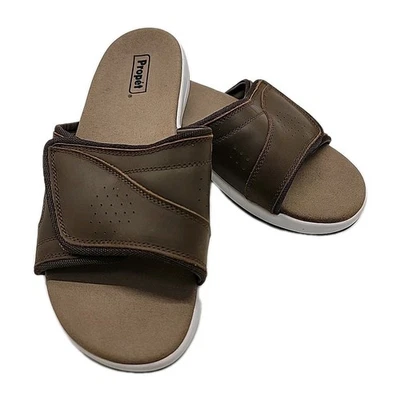 Sandalia PROPET Para Hombres Talla 9 EE. UU. Emerson Cuero Marrón Nubuck Comodidad Arco  Foto 1 de 4