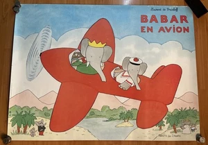 Babar En Avion Laurent de Brunhoff Editions du Desastre Limited Poster 32”x24” - Bild 1 von 12