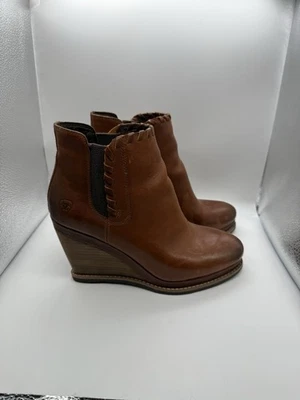 Botín de cuña Ariat Belle para mujer 8,5 cuero marrón occidental chic vaquera soho Foto 1 de 4