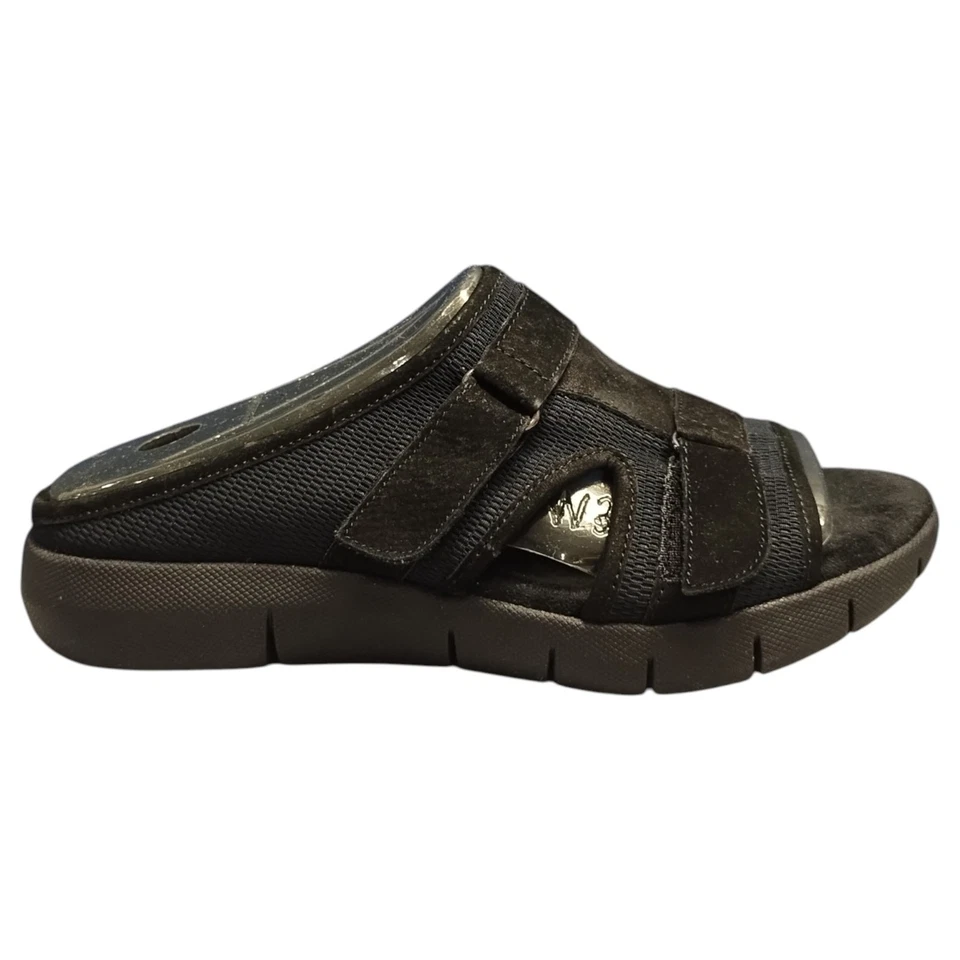 Sandalias Aerosoles Wip Tide Slide para mujer EE. UU. 7,5 M cuero negro cómodas sin cordones Foto 1 de 4