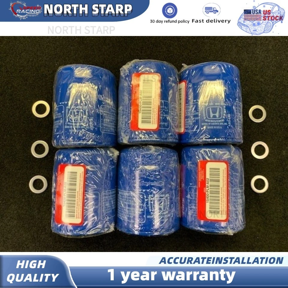 Filtro de aceite 6 15400-PLM-A02 Honda Acura con arandela de tapón de drenaje genuino Foto 1 de 4