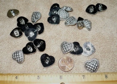 Buttons .675" Silver Hearts Shank Buttons - Image 1 of 3