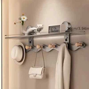 Elegante estante de pared gris con acabado metálico pulido - Imagen 1 de 4
