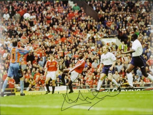 ANDY COLE SIGNED MANCHESTER UNITED 1999 TITLE WINNING GOAL 16x12 PHOTO COA PROOF - Picture 1 of 2