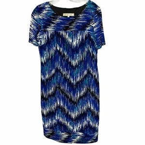 Evan-Picone Women's Dress Blue Vintage Classic Geometric Sheath Midi Career 10 - Picture 1 of 8