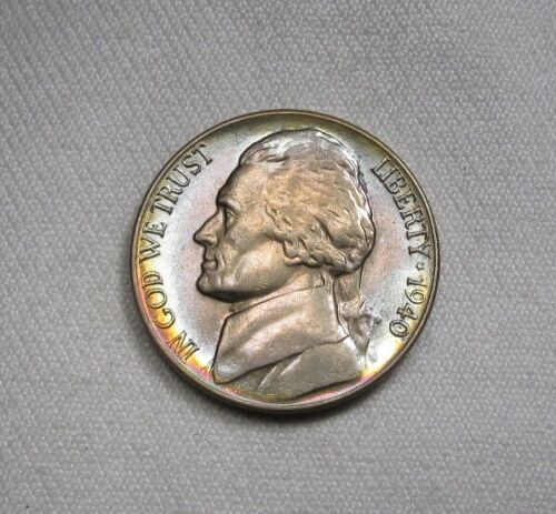 1940 4 Steps Jefferson Nickel CH UNC Coin w/ Awesome Toning AL201