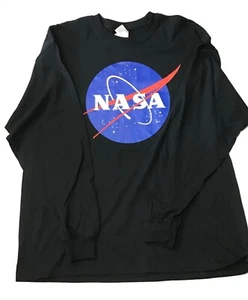 NASA Logo / Retro Black Long Sleeve Graphic Cotton Gildan T-Shirt / Mens Size XL - Picture 1 of 4