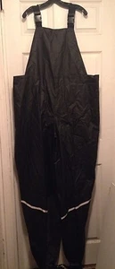 Black PVC Rain Bib Overall/Pants Motorcycle Reflective Strips RN 91539 Size 2XL - Bild 1 von 9