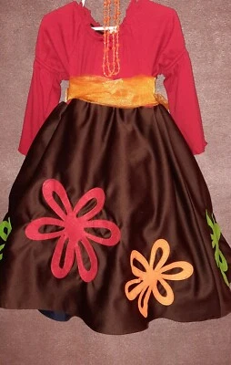 Коричневое атласное бальное платье «Flower Power» размер 4 ручная работа, переработанное, 3 аксессуара  - Изображение 1 из 4