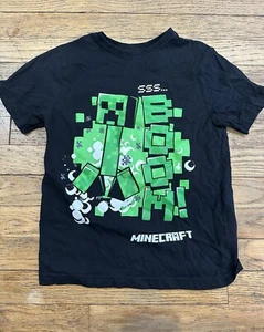 Boys Minecraft Kids 8 9 Yrs Logo Casual Active Short Sleeve Creeper Graphic Boom - Picture 1 of 2