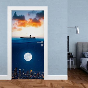 Baby Room Door Decal Dream Catcher, Boy In A Boat, Laminated Sticker, 1 Piece - Picture 1 of 15