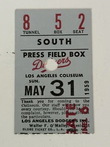 Boleto Sandy Koufax Carrera Victoria #21 1959 Dodgers Champs 9k 6 IP 1ª Victoria Año 5/31⚾️ - Imagen 1 de 3
