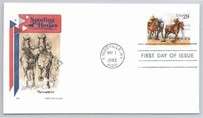First Day Cover Scott's #2757 Sporting Horses Thoroughbred Louisville 1993 - Image 1 of 2