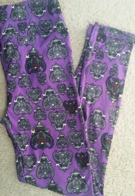 Leggings LuLaroe Corujas Chaves Roxa Preta Mosaico Tamanho Único Regular Feminina Halloween - Imagem 1 de 2