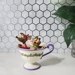 Jim Shore Tea For Two Jaq and Gus In Tea Cup Disney Traditions Cinderella - Picture 1 of 13