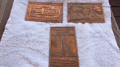 Lot Of 3 Arizona Bronze Metal Embossing Stamps Globe, Bisbee, Fountain Hills #5 • 39.95$