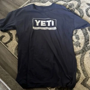 YETI T-shirt Blue Large Cooler Logo Wildly Stronger! Keep Ice Longer! - Picture 1 of 4
