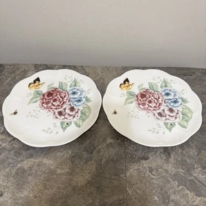 LENOX Butterfly Meadow Hydrangea 9” Lunch Plates - Set of 2 - Replacement GUC - Afbeelding 1 van 4
