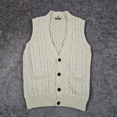 CARRAIGDONN Chaleco Mujer M Crema Cable Tejido Sin Mangas Cárdigan Bolsillos Marfil Foto 1 de 4