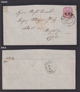 GERMANY WUTTEMBERG 1878, Mi #U24, Front pre-stamped cover from Biberach - Picture 1 of 3