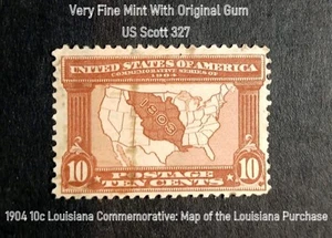 US Scott #327 1904 10c commémorative Louisiane - Carte de l'achat Louisiane - Photo 1 sur 3