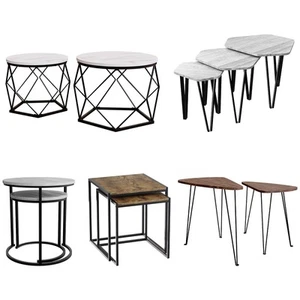 Set of 2 3 Coffee Nesting Table Set Sofa Side End Table Industrial Living Room - Picture 1 of 107