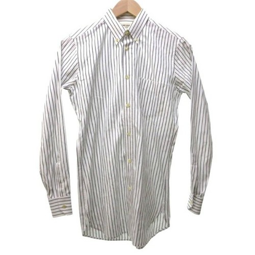 SAINT LAURENT (YSL) Abito camicia Saint Laurent Paris abbottonato manica lunga righe bianco nero