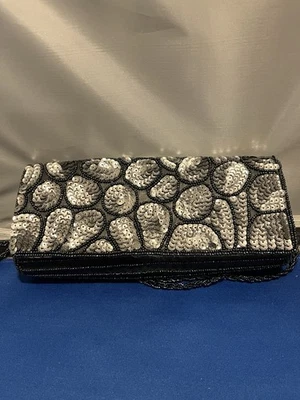 Bijoux Terner Women’s sequined An Beaded Clutch With Beaded Crossbody Strap - Image 1 of 4