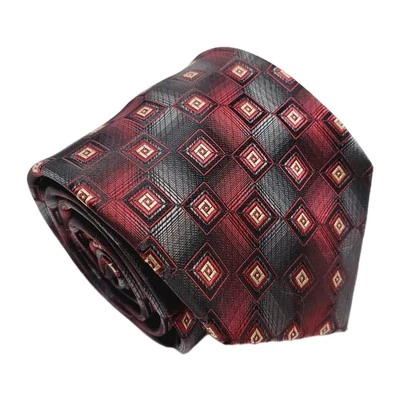 Croft & Barrow Necktie Red & Silver Geometric Pattern Men's Neck Tie Jacquard - Изображение 1 из 4