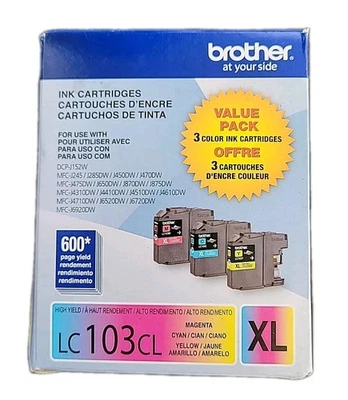 NEW OEM BROTHER LC103CL XL 3-PACK COLOR INK CARTRIDGES  04/2026 USA Seller  - Image 1 of 4