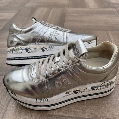 Premiata sneakers donna n. 38 scarpe suola alta argento - Immagine 1 di 4