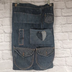 Wall Hanging Sewing Caddy Organizer With Pin Cushiom Pockets Upcycled Denim - Picture 1 of 8
