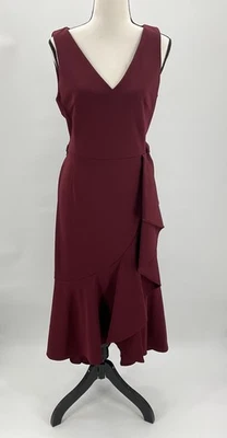 Calvin Klein Sleeveless V-neck High-Low Dress Party Holiday Christmas Red Size 8 - Image 1 of 4