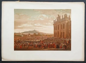 Stampa antica 1870 roma litografia a colori Pio IX veduta san giovanni laterano - Picture 1 of 6