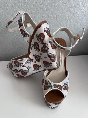 Sophia Webster Wedge Sandal SWSS16297 Pink Black Swirl Design  37 / 6.5 - Image 1 of 4