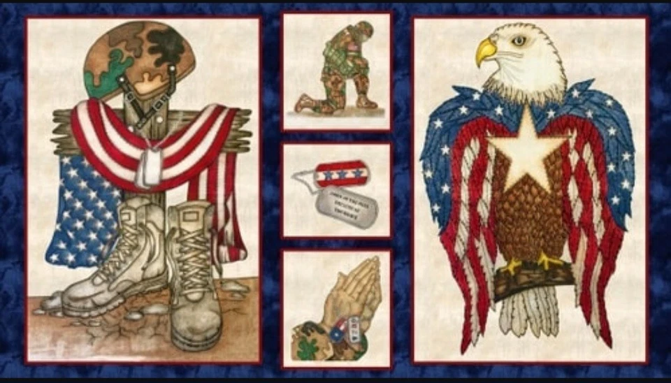 Blank Quilting  - American Honor - Soldier Quilting And Crafting Fabric Panel - Image 1 of 1