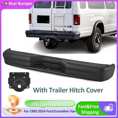 FO1103203 Black Rear Bumper Assembly For Econoline E-150 E-250 E-350 1992-2014 - Image 1 of 4