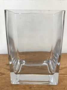 Modern Contemporary Rectangular Thick Clear Glass Open Floral Cube Vase 5.75“ - Picture 1 of 7