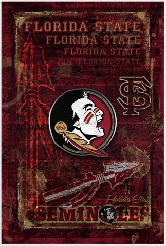 FLORIDA STATE SEMINOLES Poster Florida NCAA Football Print Free Shipping Us Cover