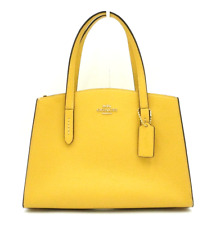 Authentic COACH Charlie Polished Pebbled Leather Carryall Tote Bag Yellow