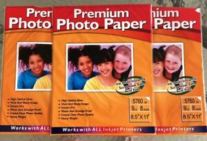 Lot of 3 premium photo paper high optical gloss 24 sheets-size 8.5” by 11"