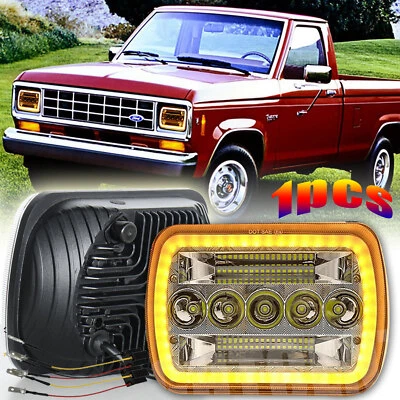 Fit Ford Ranger 1983-1988 7x6" farol de LED preto alto baixo DRL lâmpada de seta - Imagem 1 de 4