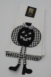 Juego de 2 toallas de cocina de Halloween Cynthia Rowley Jack O'Linterna con piernas nuevas con etiquetas - Imagen 1 de 10