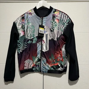 NIKE REVERSIBLE JAPANESE GRAPHIC SATIN RUNNING BOMBER JACKET CJ4976-010 WOMEN S - Picture 1 of 12