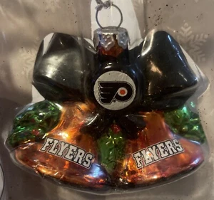 NHL ~ Philadelphia Flyers, ~ mundgeblasene Glas Urlaub Glitzer Glocken - Bild 1 von 3