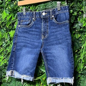 Calvin Klein Jeans Denim Shorts Boys Size 12 Frayed Hem Dark Wash Boys 2854 - Picture 1 of 9