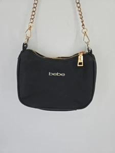 Women’s Black bebe Purse Small With Gold Chain Strap - Picture 1 of 5