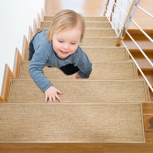 Stair Treads Non Slip Steps - Wooden Stair Runner Indoor - Reusable and Stick Ca - Picture 1 of 7